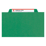 6-section Pressboard Top Tab Pocket-style Classification Folders With Safeshield Fasteners, 2 Dividers, Legal, Green, 10-bx