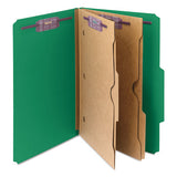 6-section Pressboard Top Tab Pocket-style Classification Folders With Safeshield Fasteners, 2 Dividers, Legal, Green, 10-bx