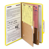 6-section Pressboard Top Tab Pocket-style Classification Folders With Safeshield Fasteners, 2 Dividers, Legal, Yellow, 10-bx