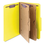 6-section Pressboard Top Tab Pocket-style Classification Folders With Safeshield Fasteners, 2 Dividers, Legal, Yellow, 10-bx