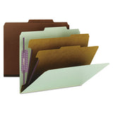 Pressboard Classification Folders With Safeshield Coated Fasteners, 2-5 Cut, 3 Dividers, Legal Size, Gray-green, 10-box