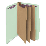 Pressboard Classification Folders With Safeshield Coated Fasteners, 2-5 Cut, 3 Dividers, Legal Size, Gray-green, 10-box