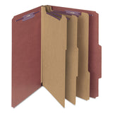 Pressboard Classification Folders With Safeshield Coated Fasteners, 2-5 Cut, 3 Dividers, Legal Size, Red, 10-box