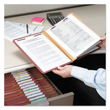 Pressboard Classification Folders With Safeshield Coated Fasteners, 2-5 Cut, 3 Dividers, Legal Size, Red, 10-box