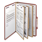 Pressboard Classification Folders With Safeshield Coated Fasteners, 2-5 Cut, 3 Dividers, Legal Size, Red, 10-box