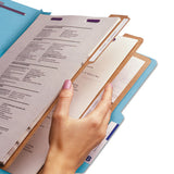 Eight-section Pressboard Top Tab Classification Folders With Safeshield Fasteners, 3 Dividers, Legal Size, Blue, 10-box