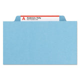 Eight-section Pressboard Top Tab Classification Folders With Safeshield Fasteners, 3 Dividers, Legal Size, Blue, 10-box