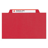 Eight-section Pressboard Top Tab Classification Folders With Safeshield Fasteners, 3 Dividers, Legal Size, Bright Red, 10-box