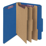Eight-section Pressboard Top Tab Classification Folders With Safeshield Fasteners, 3 Dividers, Legal Size, Dark Blue, 10-box
