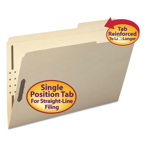 Top Tab 2-fastener Folders, 2-5-cut Tabs, Right Of Center, Legal Size, 11 Pt. Manila, 50-box
