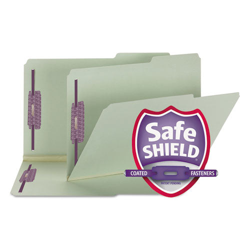 Recycled Pressboard Folders W-two Safeshield Fasteners, 2-5-cut Tabs, Right Of Center, 2