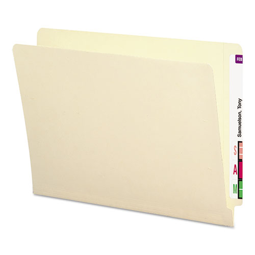 End Tab Folders With Antimicrobial Product Protection, Straight Tab, Letter Size, Manila, 100-box