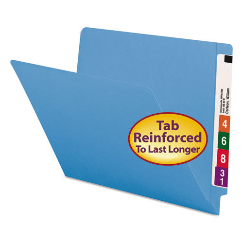 Reinforced End Tab Colored Folders, Straight Tab, Letter Size, Blue, 100-box
