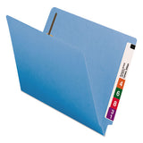 Heavyweight Colored End Tab Folders With Two Fasteners, Straight Tab, Letter Size, Blue, 50-box