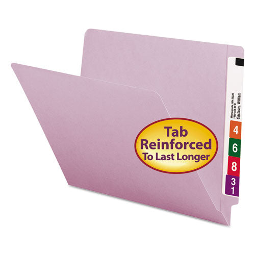 Reinforced End Tab Colored Folders, Straight Tab, Letter Size, Lavender, 100-box