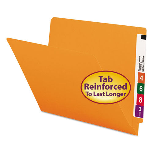 Reinforced End Tab Colored Folders, Straight Tab, Letter Size, Orange, 100-box