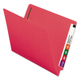 Heavyweight Colored End Tab Folders With Two Fasteners, Straight Tab, Letter Size, Red, 50-box