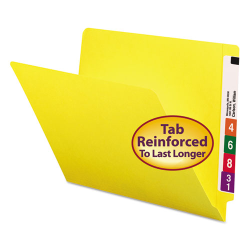 Reinforced End Tab Colored Folders, Straight Tab, Letter Size, Yellow, 100-box