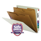 X-heavy End Tab Pressboard Classification Folders W-safeshield Fasteners, 2-pocket Dividers, Letter Size, Gray-green, 10-box