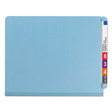 End Tab Colored Pressboard Classification Folders With Safeshield Coated Fasteners, 2 Dividers, Letter Size, Blue, 10-box