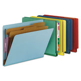 End Tab Pressboard Classification Folders With Safeshield Fasteners, 2 Dividers, Letter Size, Bright Red, 10-box