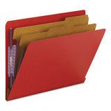 End Tab Pressboard Classification Folders With Safeshield Fasteners, 2 Dividers, Letter Size, Bright Red, 10-box