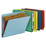 End Tab Pressboard Classification Folders With Safeshield Fasteners, 2 Dividers, Letter Size, Dark Blue, 10-box