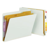 End Tab Pressboard Classification Folders With Safeshield Coated Fasteners, 2 Dividers, Letter Size, Gray-green, 10-box