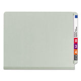End Tab Pressboard Classification Folders With Safeshield Coated Fasteners, 3 Dividers, Letter Size, Gray-green, 10-box