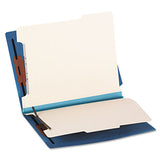 Colored End Tab Classification Folders W- Dividers, 2 Dividers, Letter Size, Blue, 10-box