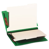 Colored End Tab Classification Folders W- Dividers, 2 Dividers, Letter Size, Green, 10-box