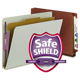 End Tab Pressboard Classification Folders With Safeshield Coated Fasteners, 1 Divider, Letter Size, Red, 10-box