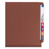 End Tab Pressboard Classification Folders With Safeshield Coated Fasteners, 3 Dividers, Letter Size, Red, 10-box