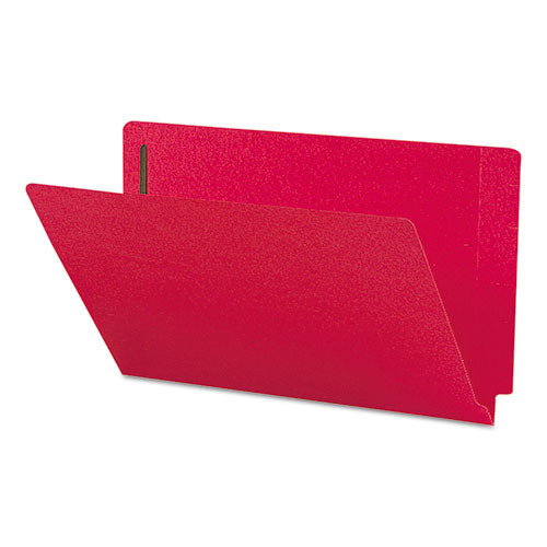 Heavyweight Colored End Tab Folders With Two Fasteners, Straight Tab, Legal Size, Red, 50-box