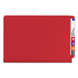 End Tab Pressboard Classification Folders With Safeshield Fasteners, 2 Dividers, Legal Size, Bright Red, 10-box