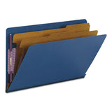 End Tab Colored Pressboard Classification Folders With Safeshield Coated Fasteners, 2 Dividers, Legal Size, Dark Blue, 10-box