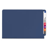 End Tab Colored Pressboard Classification Folders With Safeshield Coated Fasteners, 2 Dividers, Legal Size, Dark Blue, 10-box