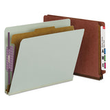 End Tab Pressboard Classification Folders With Safeshield Coated Fasteners, 2 Dividers, Legal Size, Gray-green, 10-box