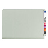 End Tab Pressboard Classification Folders With Safeshield Coated Fasteners, 2 Dividers, Legal Size, Gray-green, 10-box