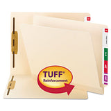 Tuff Laminated 2-fastener Folders With Reinforced Tab, Straight Tab, Letter Size, Manila, 50-box