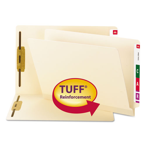 Tuff Laminated 2-fastener Folders With Reinforced Tab, Straight Tab, Letter Size, Manila, 50-box