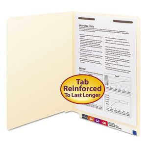 Manila End Tab 1-fastener Folders With Reinforced Tabs, 0.75" Expansion, Straight Tab, Letter Size, 11 Pt. Manila, 50-box