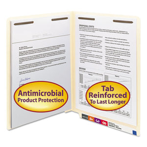 Manila Reinforced End Tab 2-fastener Folders With Antimicrobial Product Protection, Straight Tab, Letter Size, 50-box