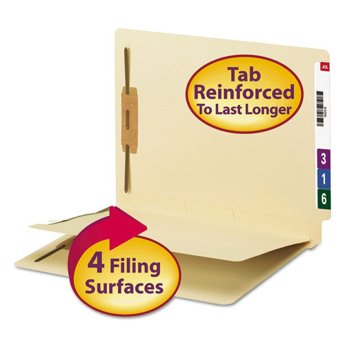 Fastener Folder W- Divider, 1 Divider, Letter Size, Manila, 50-box