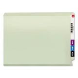 End Tab 1" Expansion Pressboard File Folders W-two Safeshield Coated Fasteners, Straight Tab, Letter Size, Gray-green, 25-box