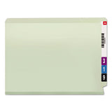 End Tab 2" Expansion Pressboard File Folders W-two Safeshield Coated Fasteners, Straight Tab, Letter Size, Gray-green, 25-box