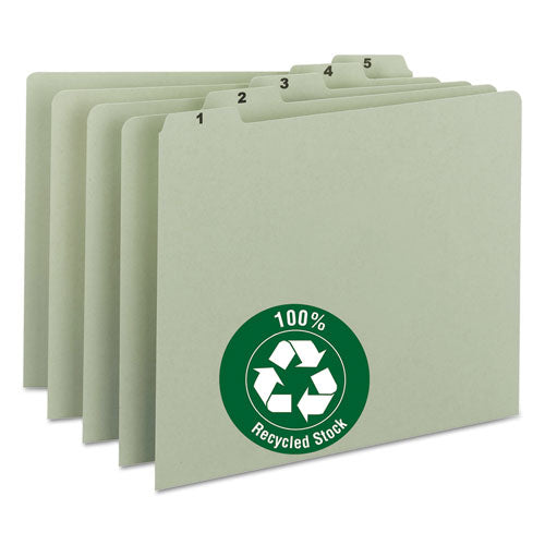 100% Recycled Daily Top Tab File Guide Set, 1-5-cut Top Tab, 1 To 31, 8.5 X 11, Green, 31-set