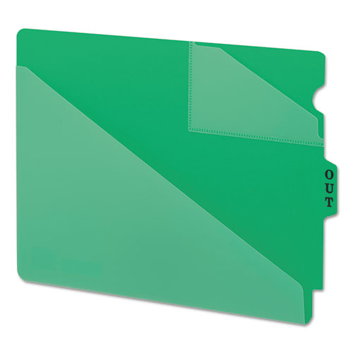 End Tab Poly Out Guides, Two-pocket Style, 1-3-cut End Tab, Out, 8.5 X 11, Green, 50-box