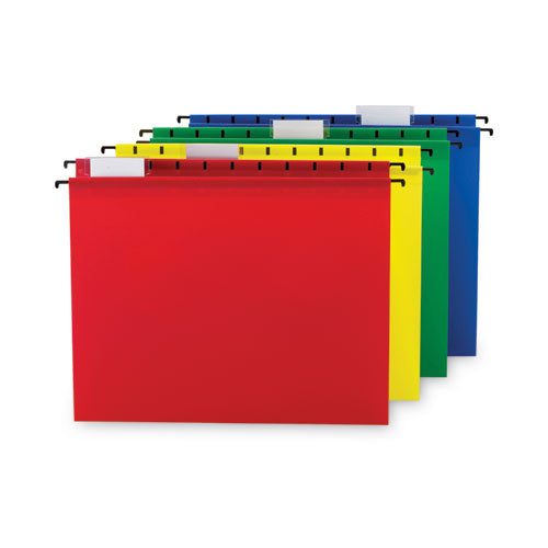 Poly Hanging Folders, Letter Size, 1-5-cut Tabs, Assorted Colors, 12-pack