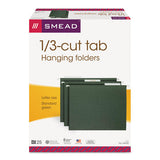 Hanging Folders, Letter Size, 1-3-cut Tab, Standard Green, 25-box